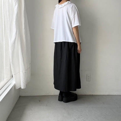 homspun 天竺フリルカラー半袖プルオーバー　ホワイト