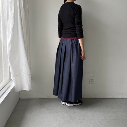 Linenya  デニムタックスカート　90センチ丈