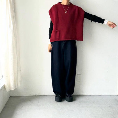 atelier d'antan Rude ウールニットベスト　ダークレッド