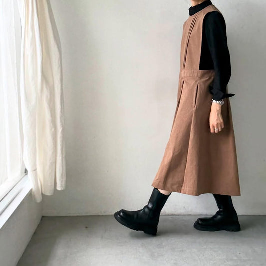atelier d'antan kobell コットンエプロンドレス　カーキ