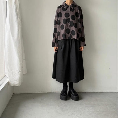 atelier naruse  コットンカットソー水玉ブラウス　ブラウン×ブラック