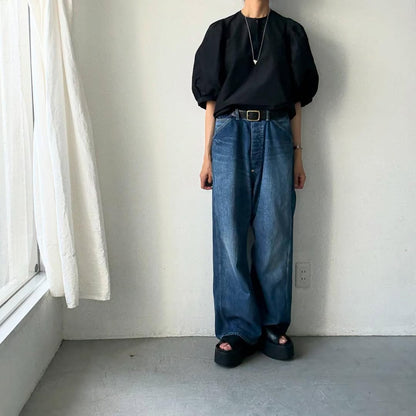 R&D.M.Co  コットンポリエステルタフタビッグバルーンスリーブブラウス