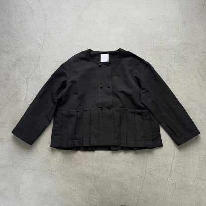 MAGALI ハイカウントコットンリネンダブルボタンジャケット　ブラック