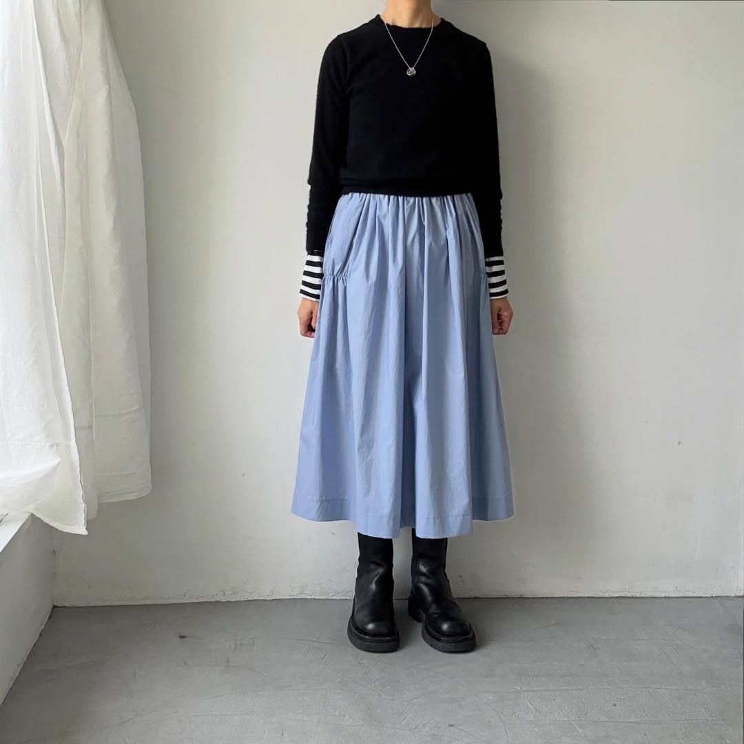 🟡週末入荷分予約受付中🟡cion  コットンシャーリングギャザースカート　サックスブルー