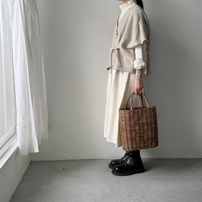 MAGALI  トリプルウォッシュリネンカシュクールジレ　ナチュラル