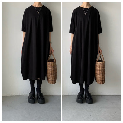 atelier naruse  コットンカットソーコクーンワンピース　ブラック