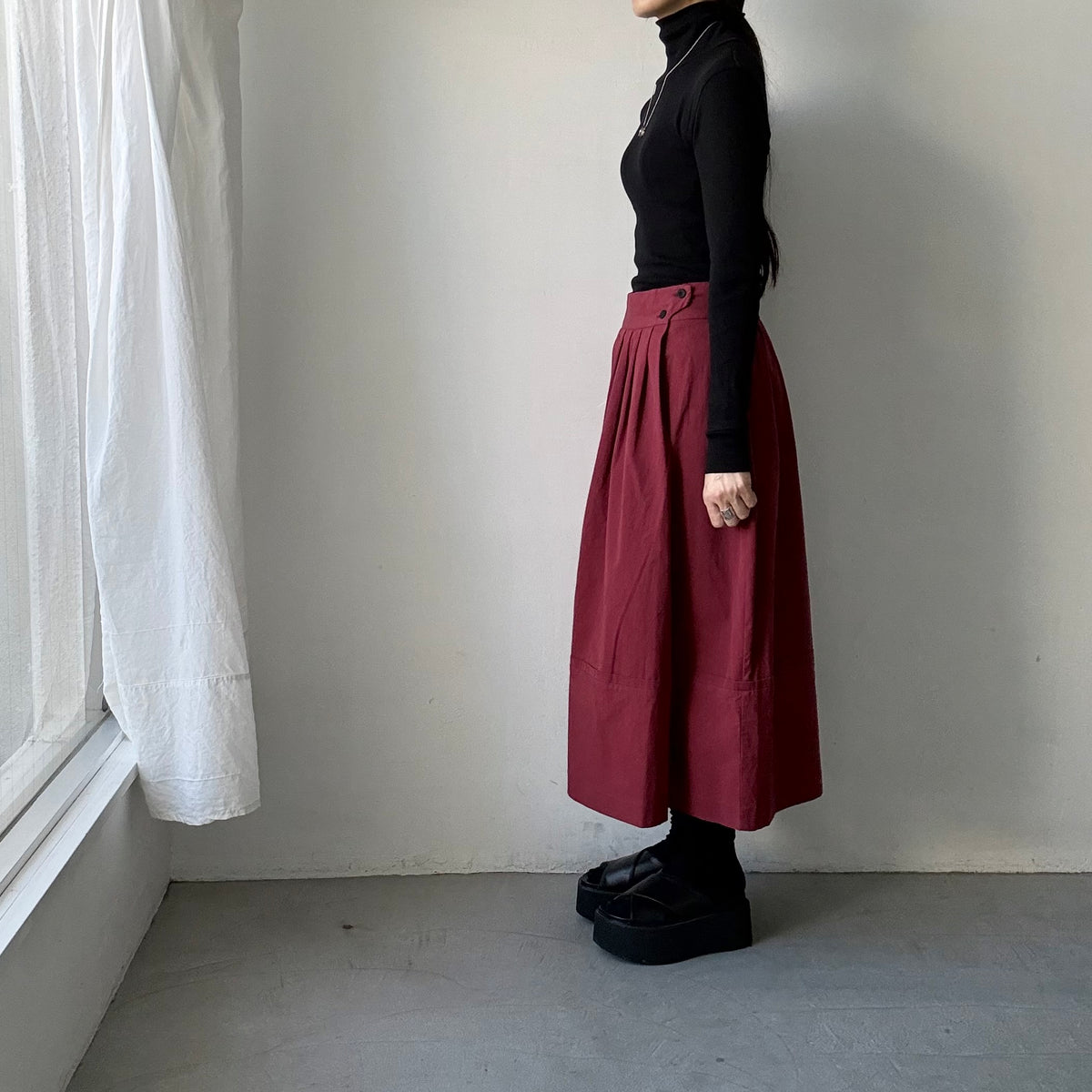 MAGALI オールドコットンラップ風スカート　レッド