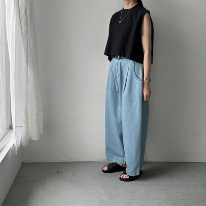 atelier naruse  コットンデニムワイドタックパンツ　size 1