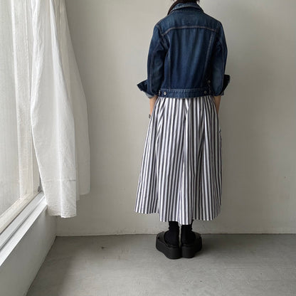 ayanoguchiaya　ストライプタックワイドスカート(blanc別注)
