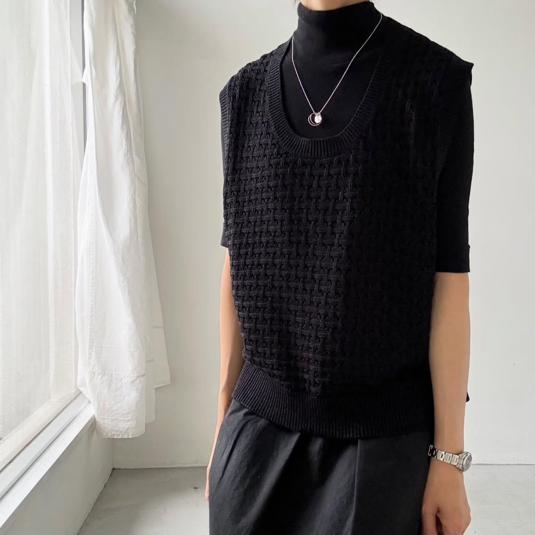 atelier naruse  コットンバスケット編みニットベスト