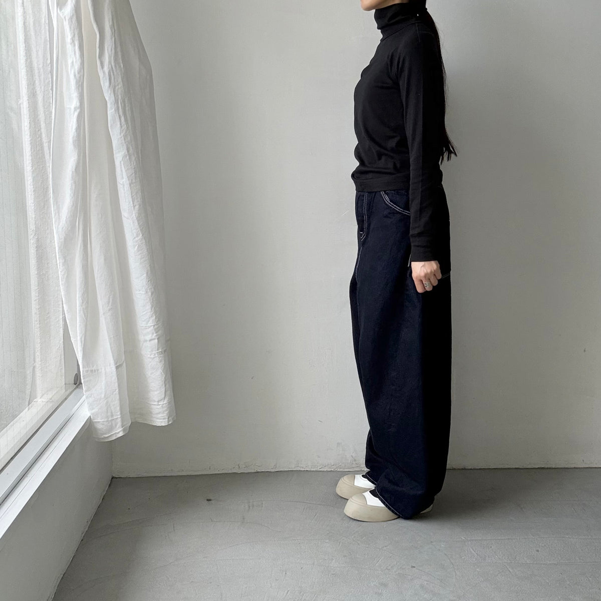 MAGALI コットンウールハイネックカットソー　ブラック