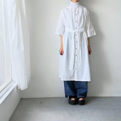 ayanoguchiaya　フリップロングシャツドレス　ホワイト