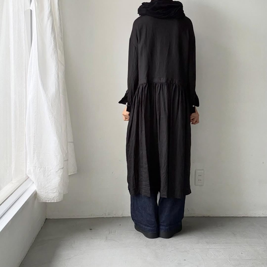atelier naruse  リネンシャツワンピース　ブラック