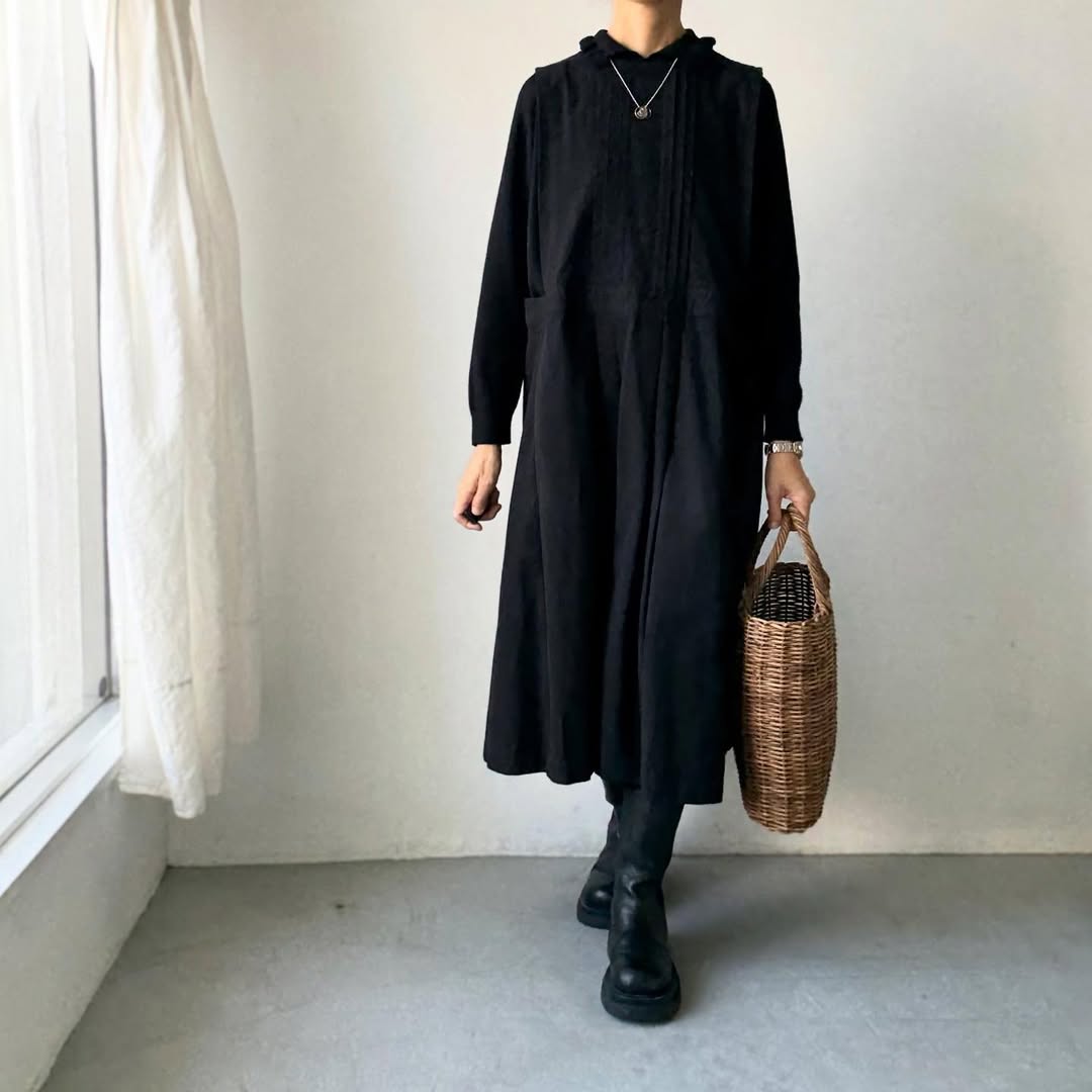 cion  ウールフリルカラーポロニット　ブラック