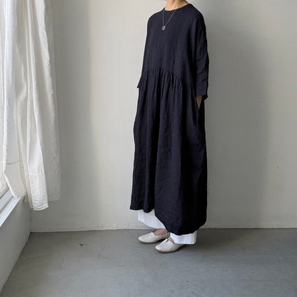 jujudhau ギンガムリネンギャザードレス