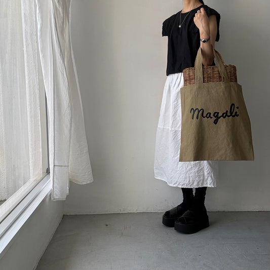 MAGALI   キャンバスコットンリネントートバッグ　カーキ