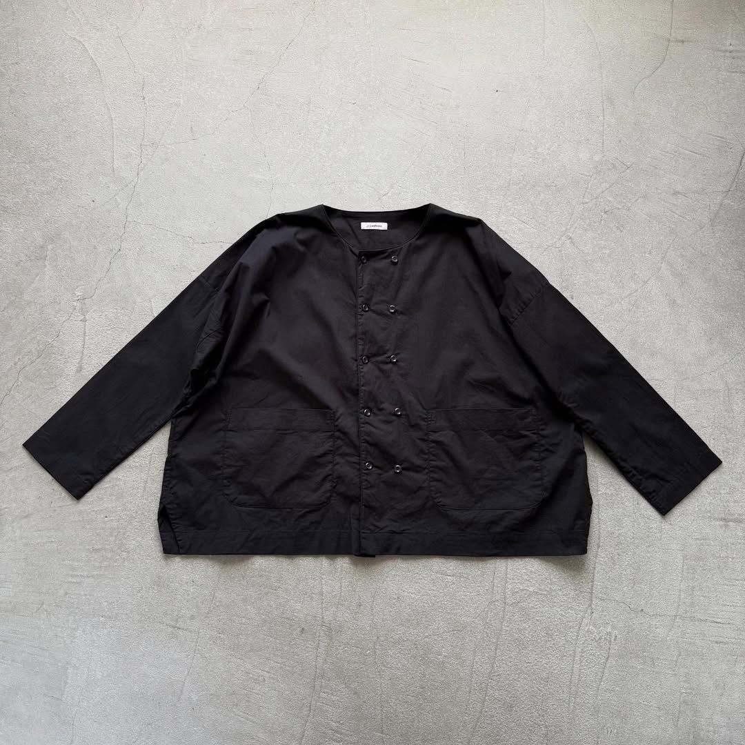 jujudhau デッドストックコットンダブルボタンシャツ　ブラック