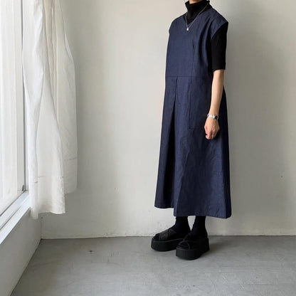 Linenya  フロントタックワンピース
デニム