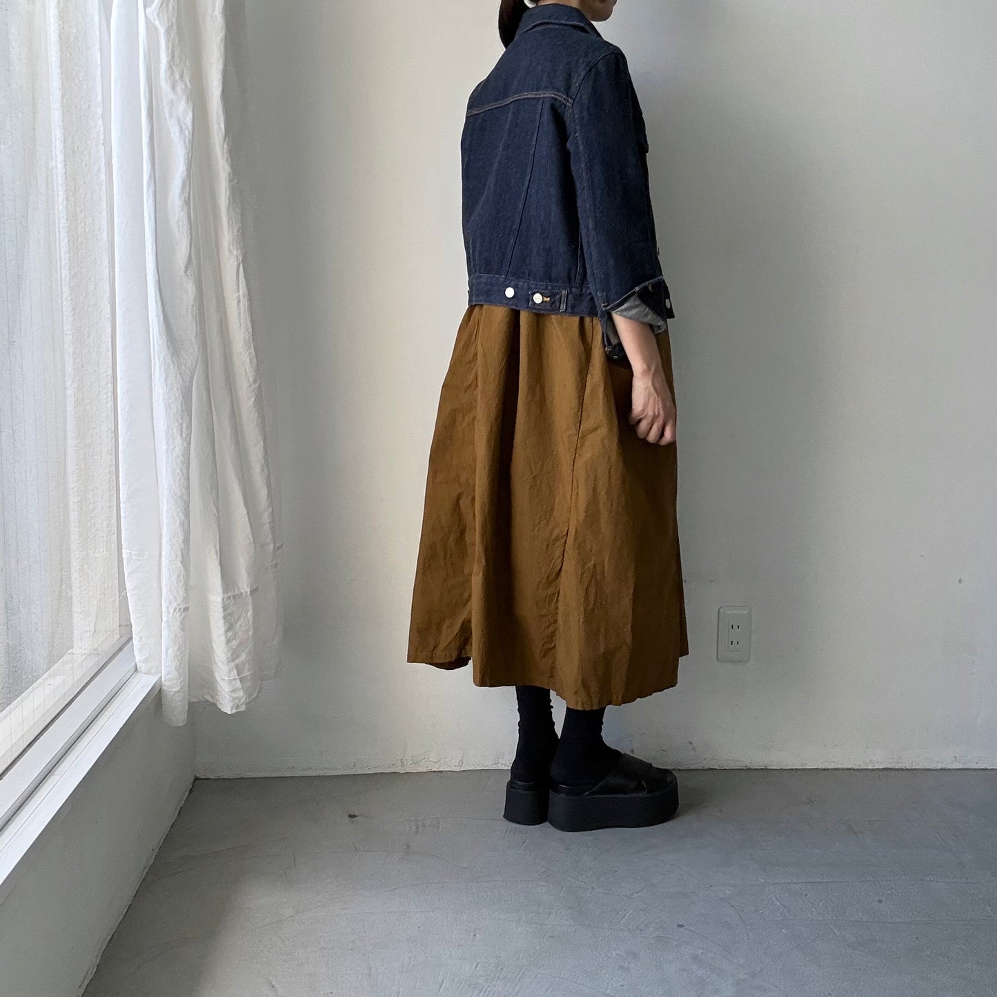 R&D.M.Co  シュリンクコットンガーメントダイバギードレス　ブラウン