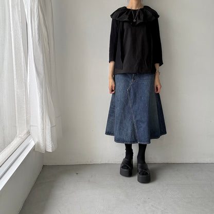 R&D.M.Co シルクコットンピエロカラーノースリーブブラウス