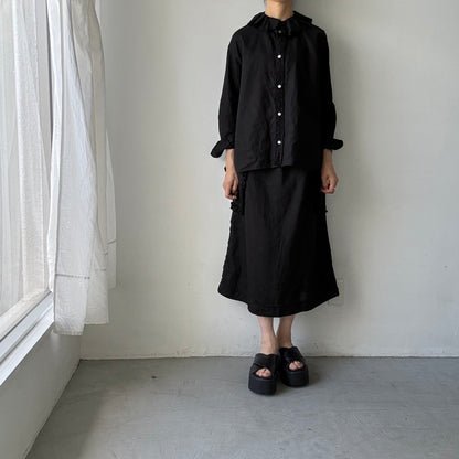 R&D.M.Co  リネンガーメントダイラッフルカラーブラウス