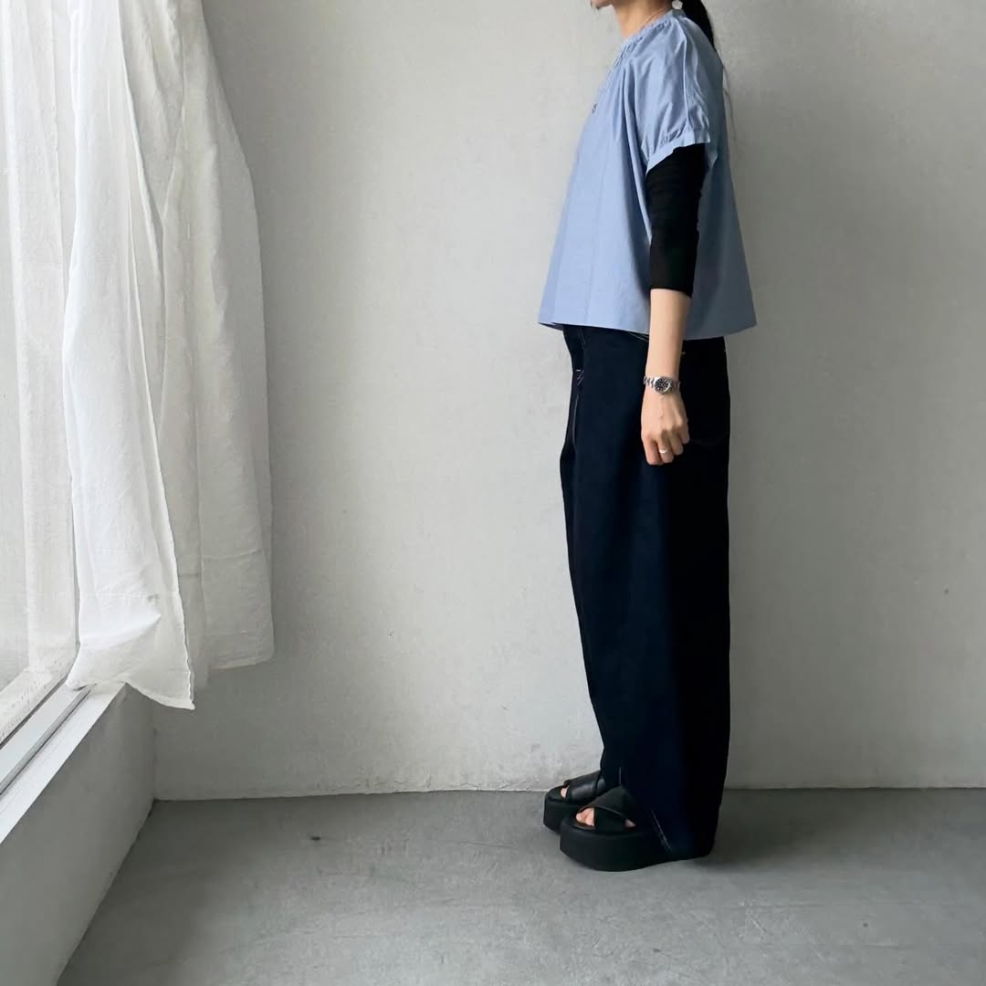 🟡週末入荷分予約受付中🟡cion  コットンシャーリングブラウス　サックスブルー