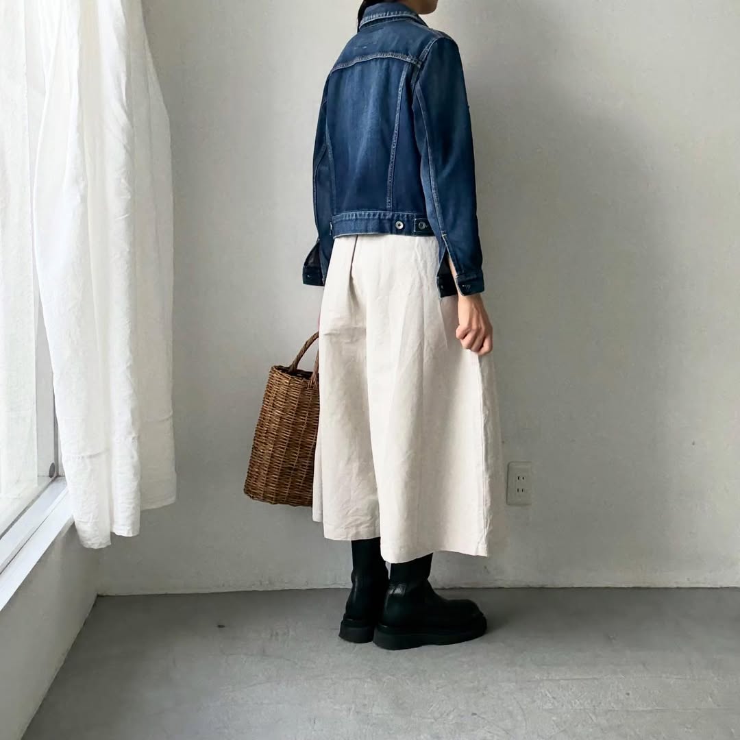 MAGALI ハイカウントコットンリネンコクーンパンツ　オートミール