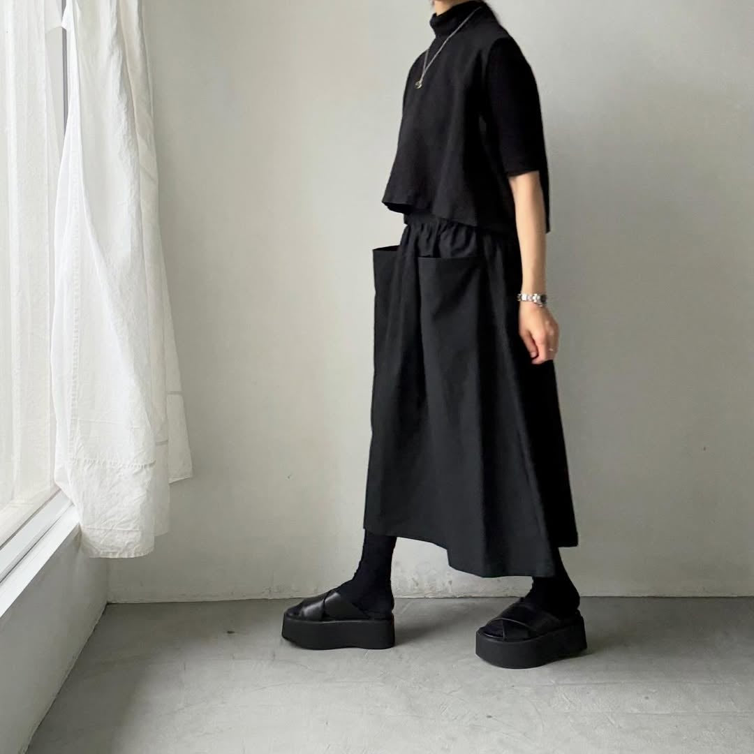 atelier naruse  ダウンプルーフコットンカットインポケットスカート　ブラック