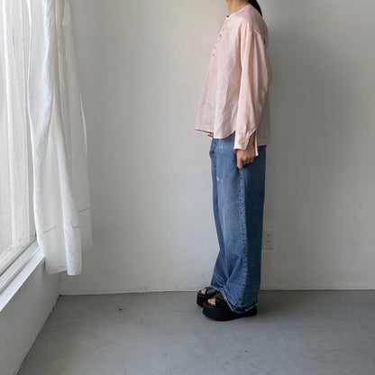 atelier naruse  リネンスモックブラウス　ペールピンク