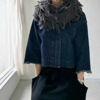 homspun ラムフリンジストール　グレー