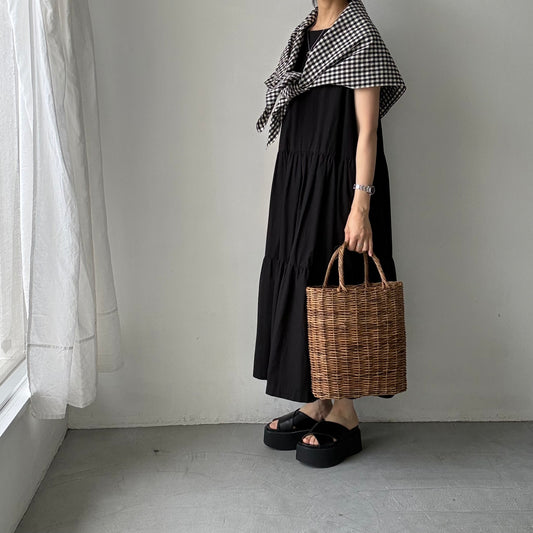 R&D.M.Co  ギンガムチェックスカーフ　ブラック