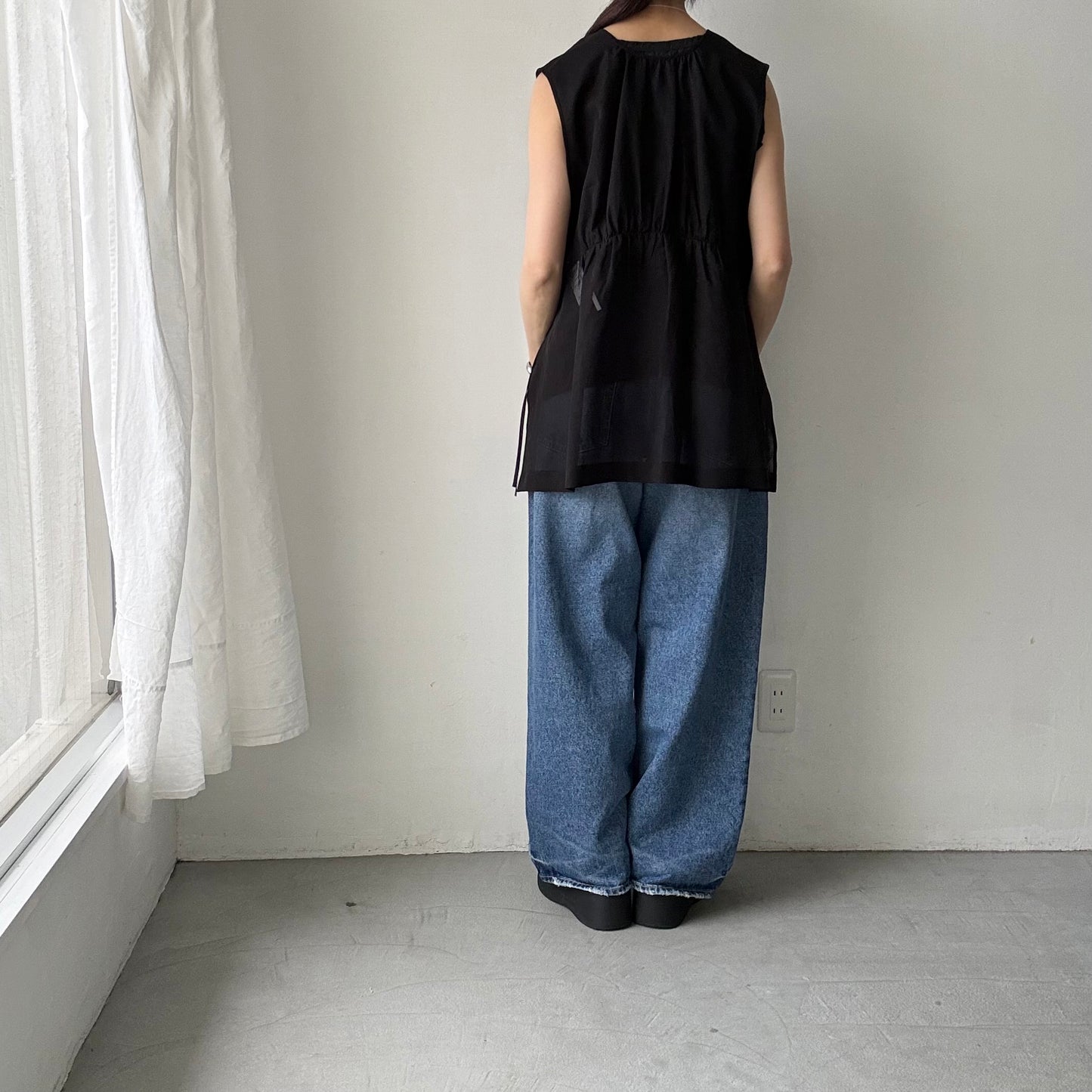 TENNE HANDCRAFTED MODERN オーガンジー2wayショートドレス　ブラック