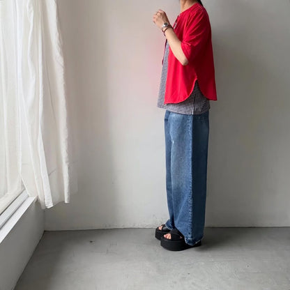 homspun  天竺5分袖カーディガン
レッド