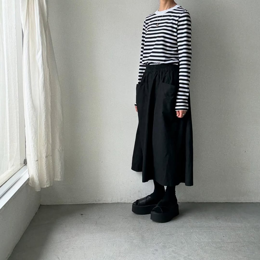 R&D.M.Co ガーゼボーダー長袖Tシャツ　ブラック　Mサイズ