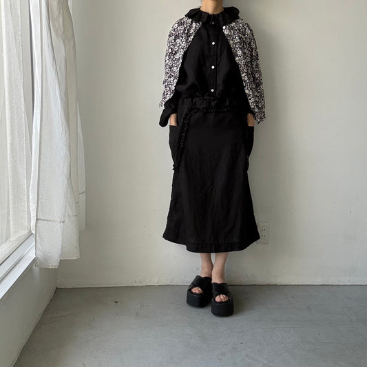 R&D.M.Co  リネンガーメントダイラッフルカラーブラウス
