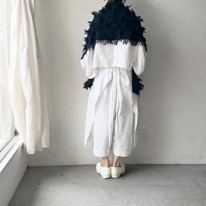 homspun ラムフリンジストール　ネイビー