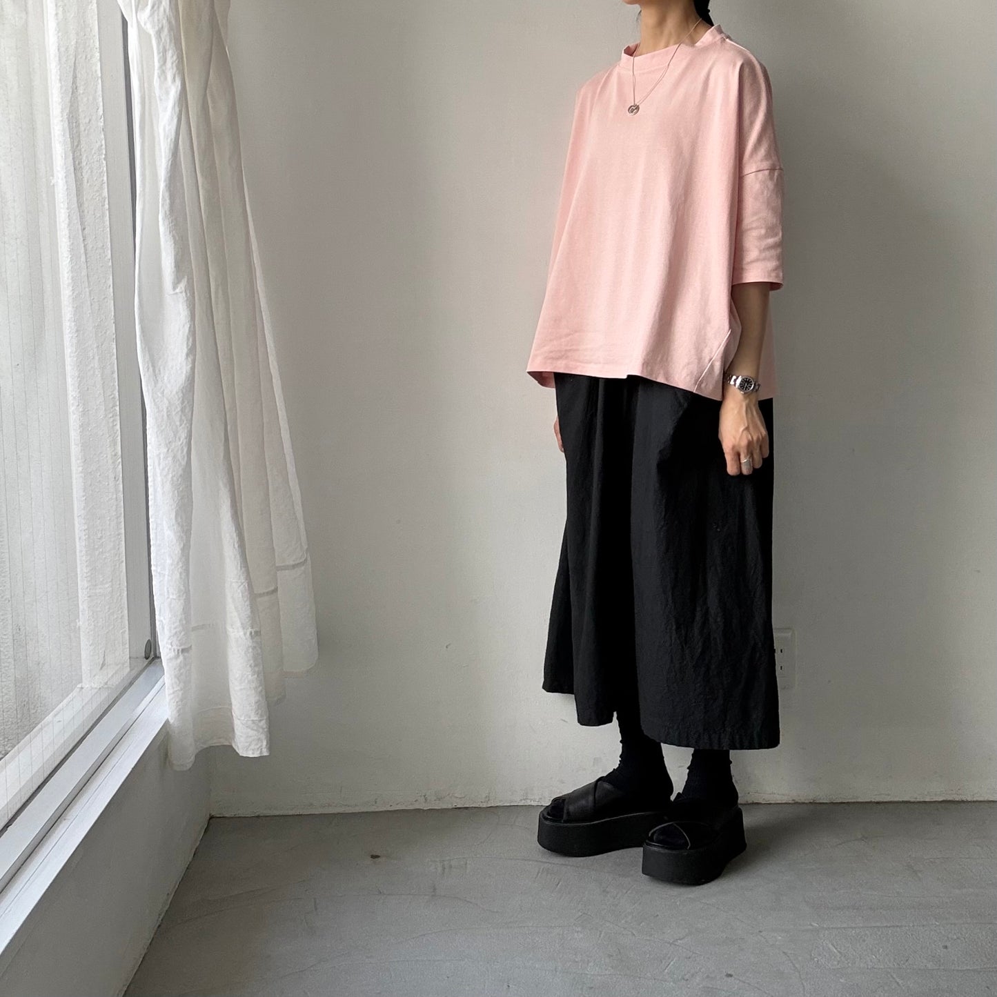 🟡水曜日入荷分予約受付中🟡 
Linenya  テラヴェ7分袖Tシャツ　ペールピンク