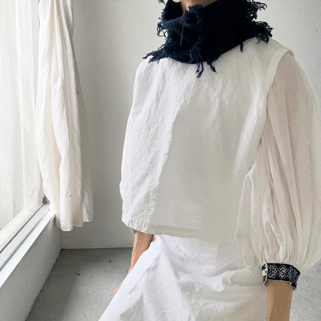 homspun ラムフリンジネックウォーマー　ネイビー