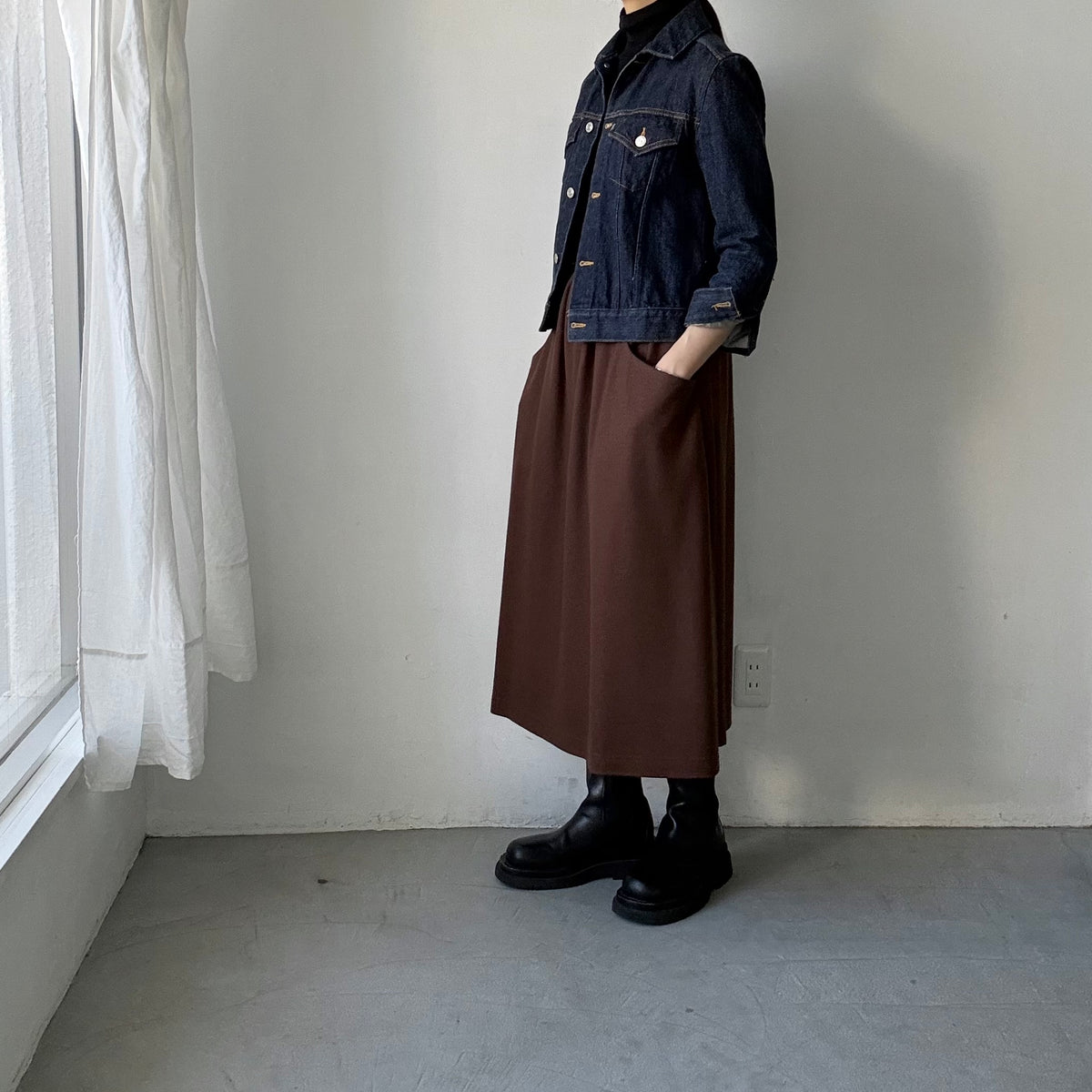 atelier naruse ウールポンチギャザースカート　ブラウン