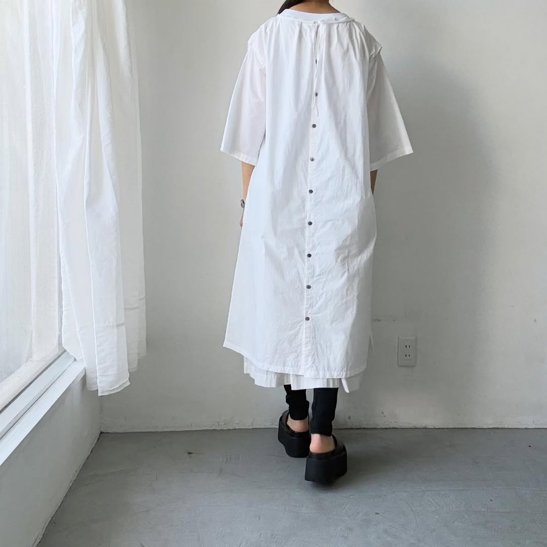 ayanoguchiaya　フリップロングシャツドレス　ホワイト