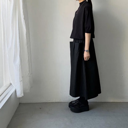 🟡木曜入荷分予約受付中🟡as it is   モックネックコットン5分袖ニット　ブラック　