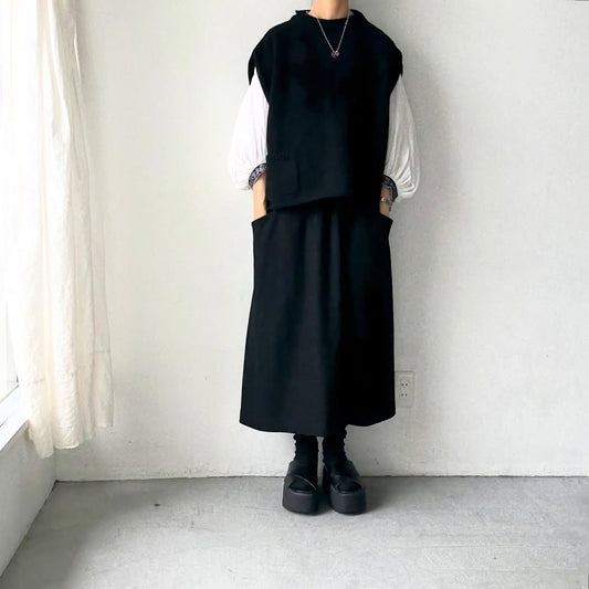 atelier d'antan Rude ウールニットベスト　ブラック