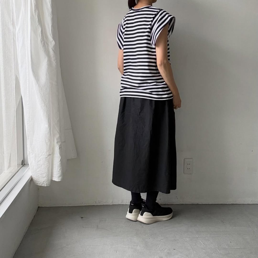 homspun  天竺ボーダーノースリーブプルオーバー　ホワイト×ブラック