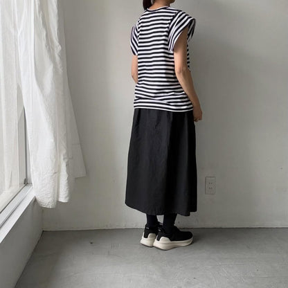 homspun  天竺ボーダーノースリーブプルオーバー　ホワイト×ブラック