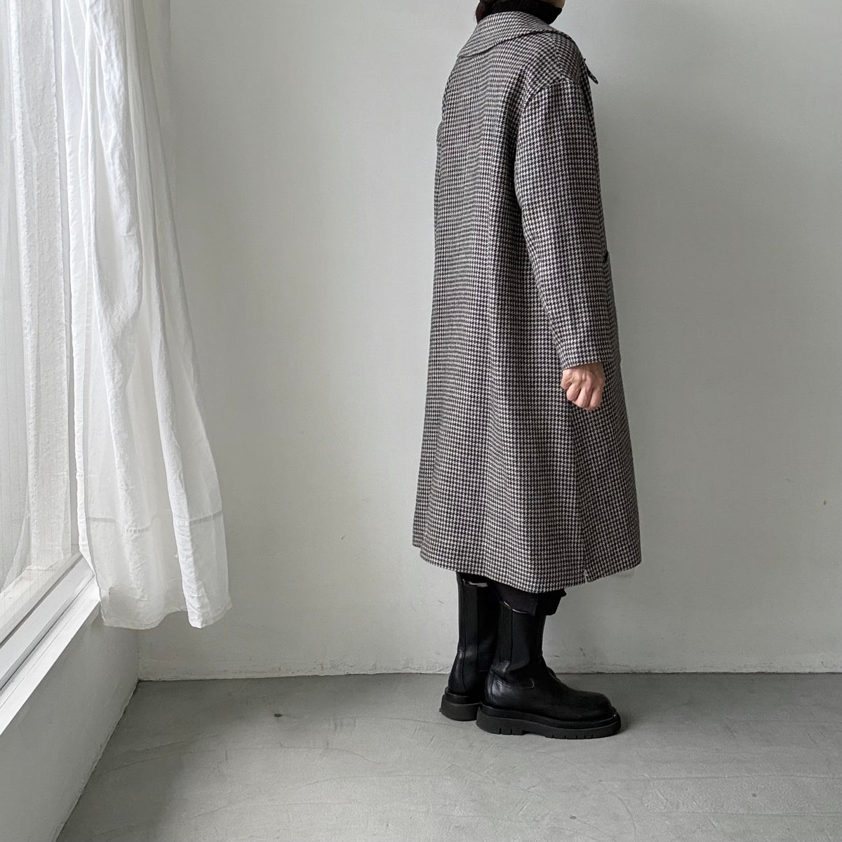 MAGALI  ピエドウールウールリネンフラットカラーコート