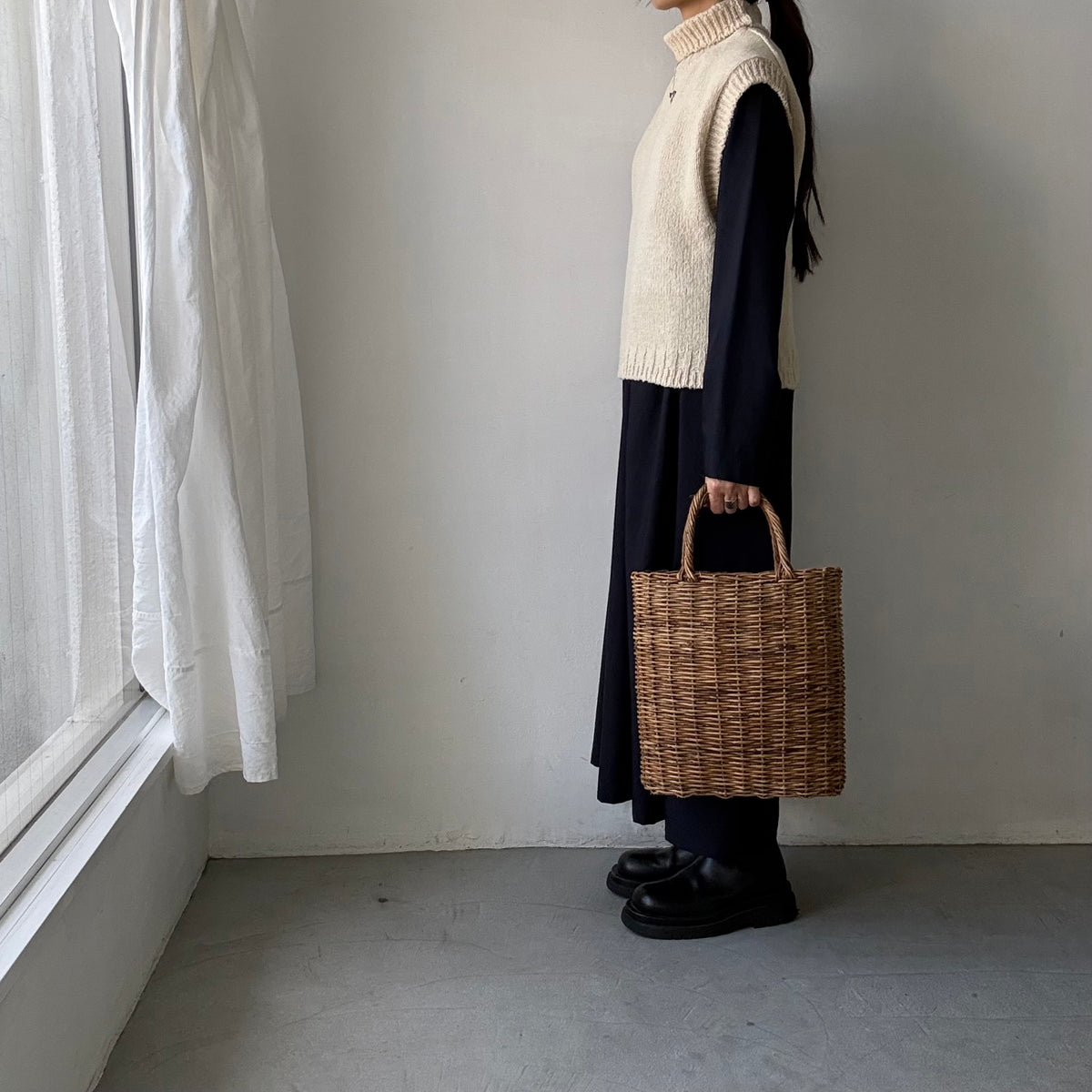 homspun  ネップヤーンタートルベスト　オフ