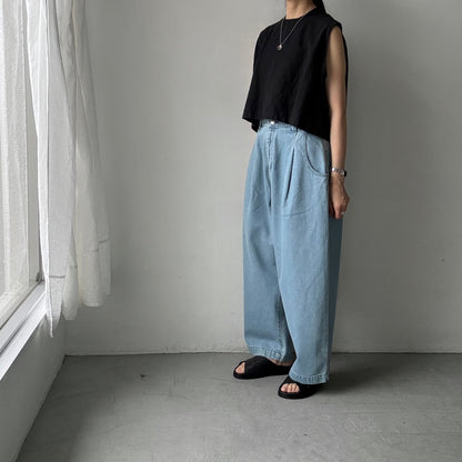 atelier naruse  コットンデニムワイドタックパンツ　size 1