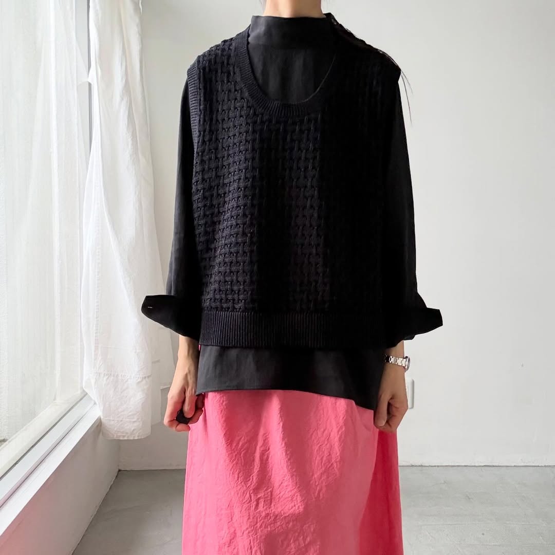 atelier naruse  コットンバスケット編みニットベスト