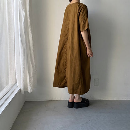 R&D.M.Co  シュリンクコットンガーメントダイバギードレス　ブラウン
