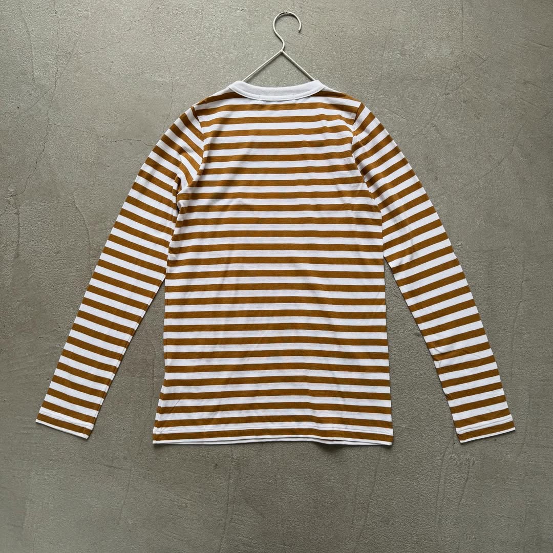 R&D.M.Co ガーゼボーダー長袖Tシャツ　カフェオレ　Mサイズ